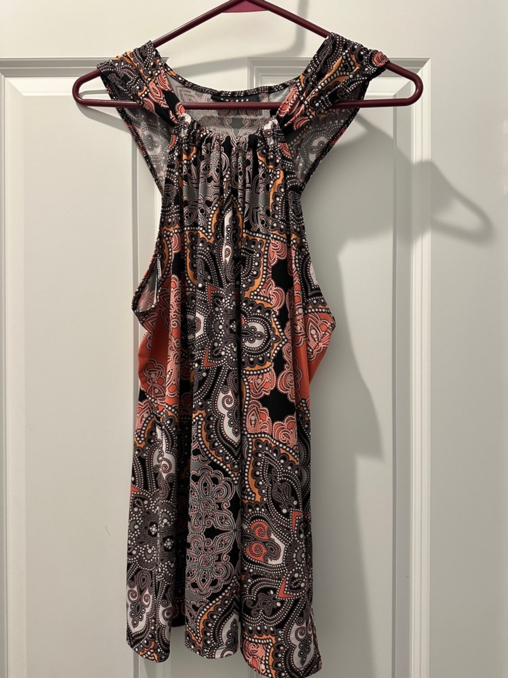 Axcess Black White Orange Patterned Tank Top